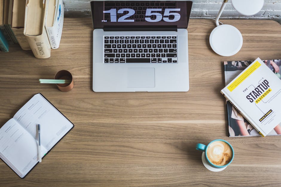 blog monetization setup, laptop coffee desk workspace